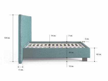 Кровать Сонум Barbara Кашемир Синий (с подъемным механизмом) 180х190